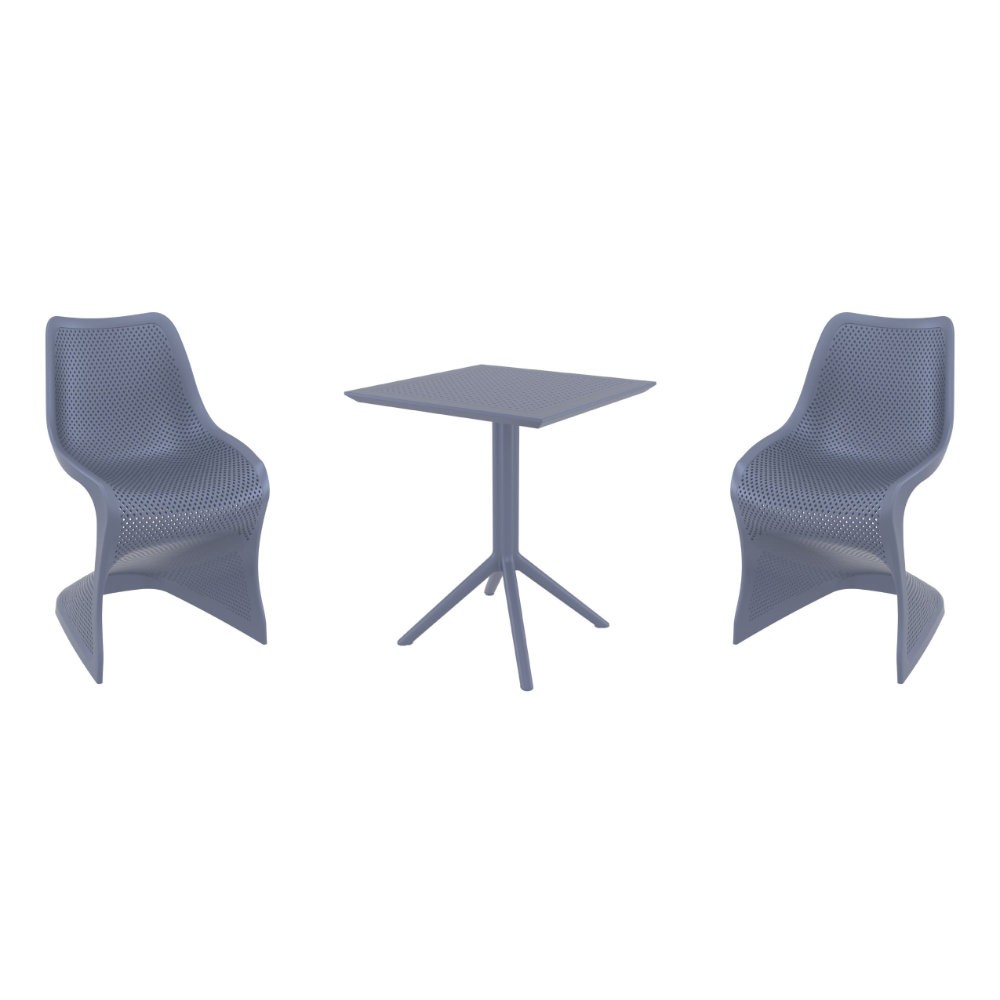 Bloom Bistro Set with Sky 24" Square Folding Table Dark Gray S048114