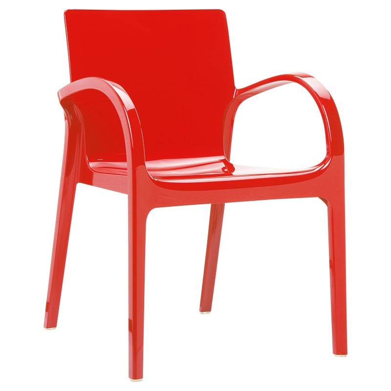 Dejavu Glossy Plastic Outdoor Arm Chair Red ISP032GRED CozyDays
