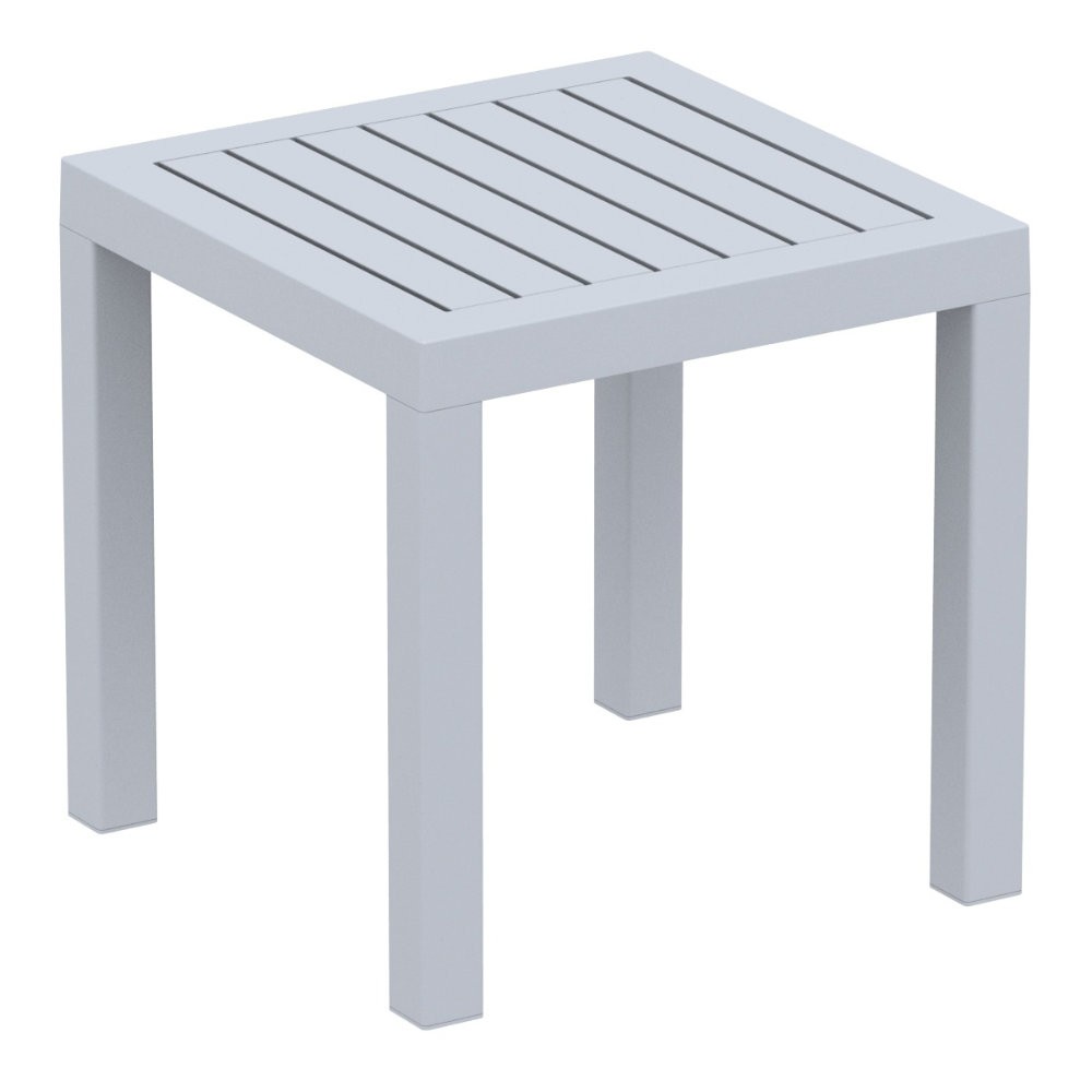Ocean Square Resin Outdoor Side Table Silver Gray ISP066SIL CozyDays