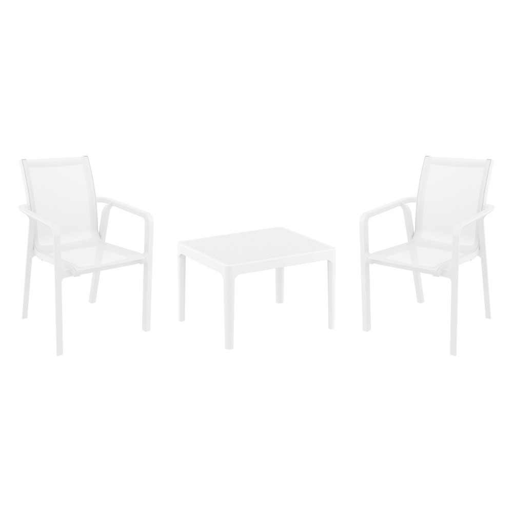 Pacific Balcony Set with Sky 24" Side Table White S023109WHIWHI