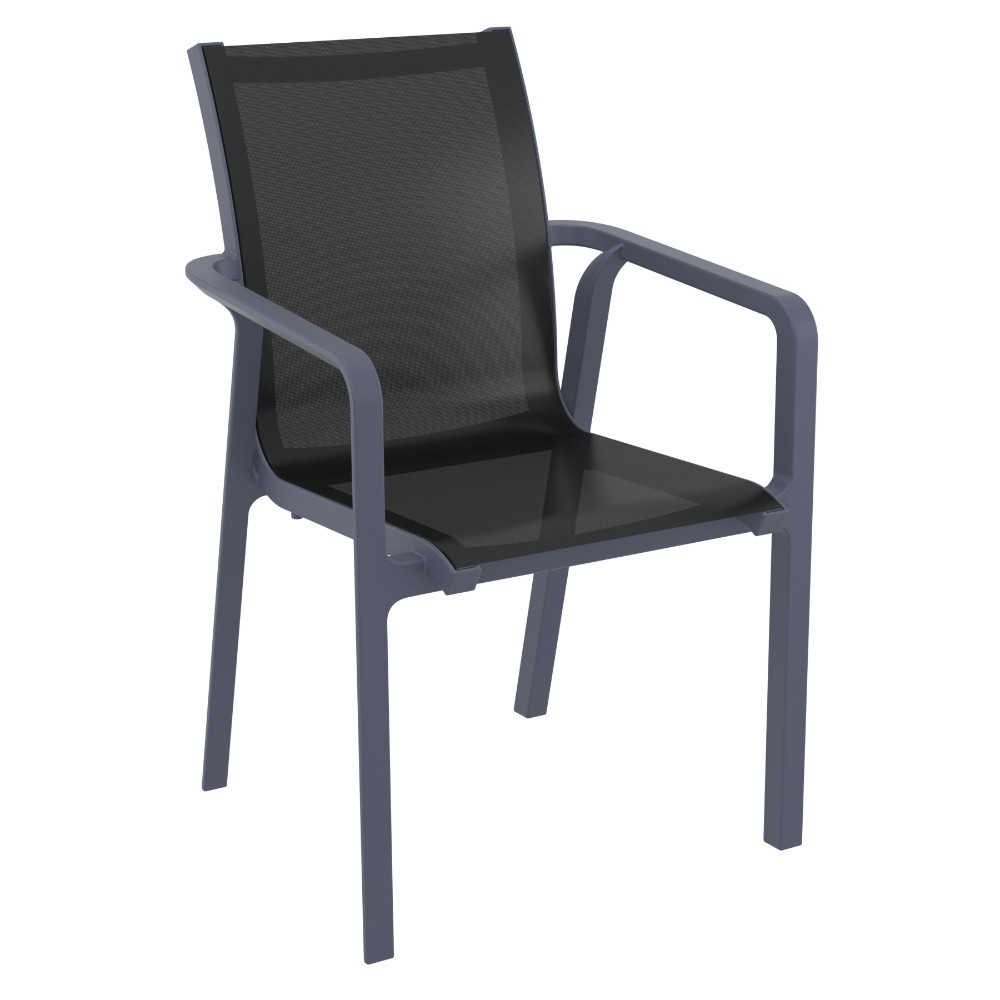 Pacific Sling Arm Chair Dark Gray Frame Black Sling ISP023DGRBLA