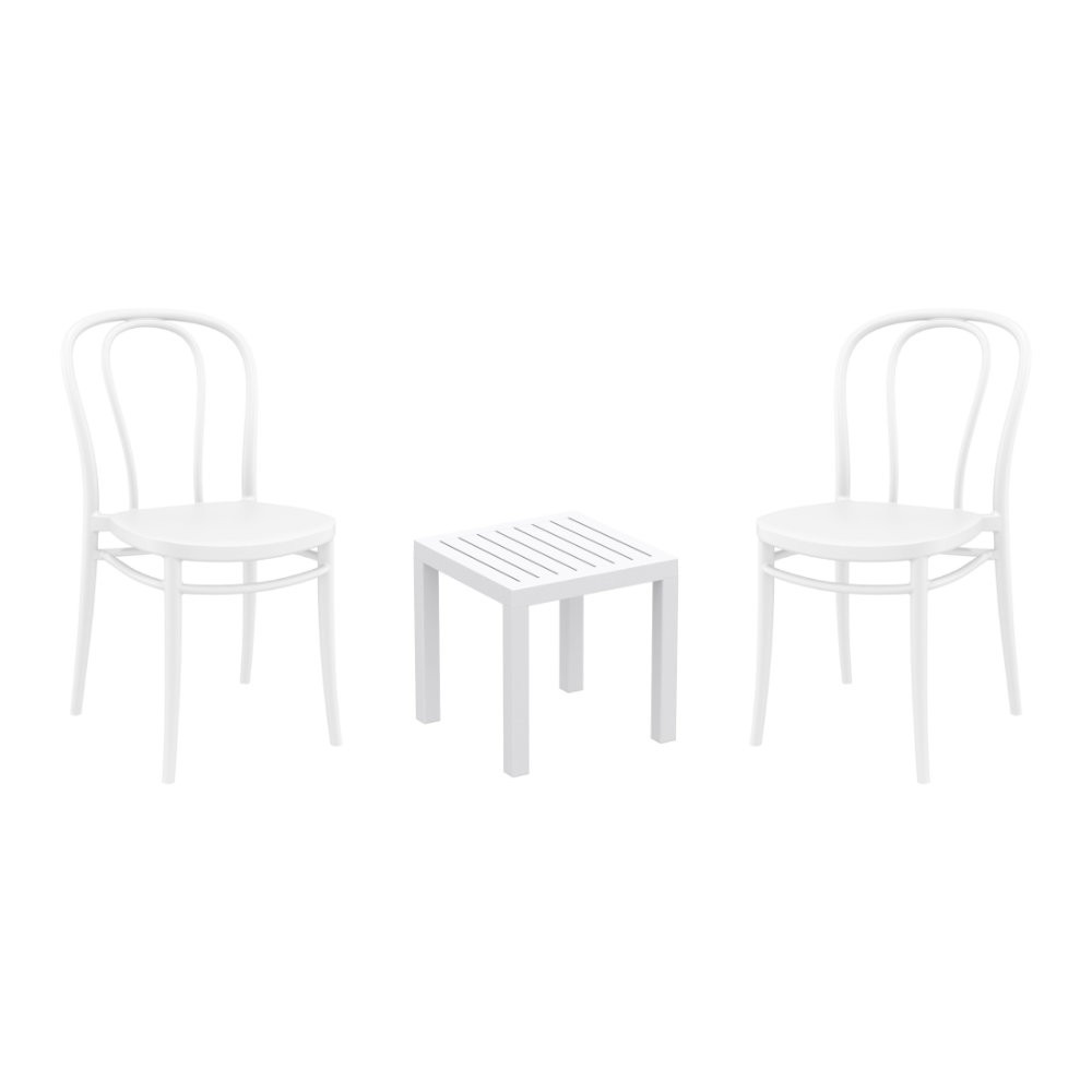 Victor Conversation Set with Ocean Side Table - White