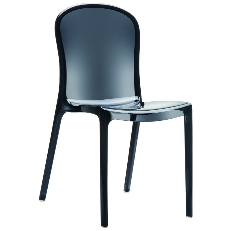 Victoria Clear Plastic Outdoor Bistro Chair Black ISP033TBLA CozyDays