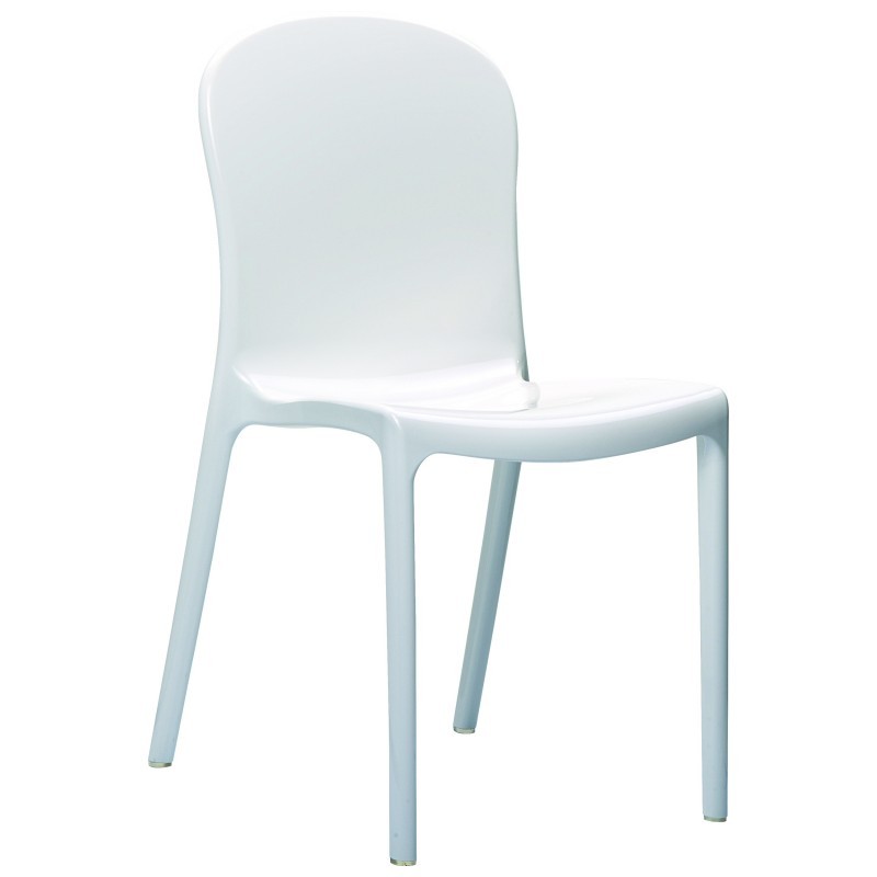 Victoria Glossy Plastic Outdoor Bistro Chair White ISP033GWHI CozyDays
