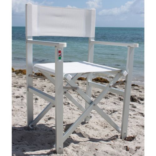 Nanni Folding Directors Chair with Arms Aluminum - White NU-DCA