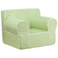 Green Kids Chair with White Dots & Piping DG-LGE-CH-KID