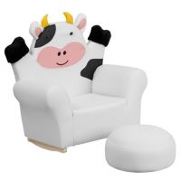 White Kids Cow Rocker Chair and Footrest HR-29-GG