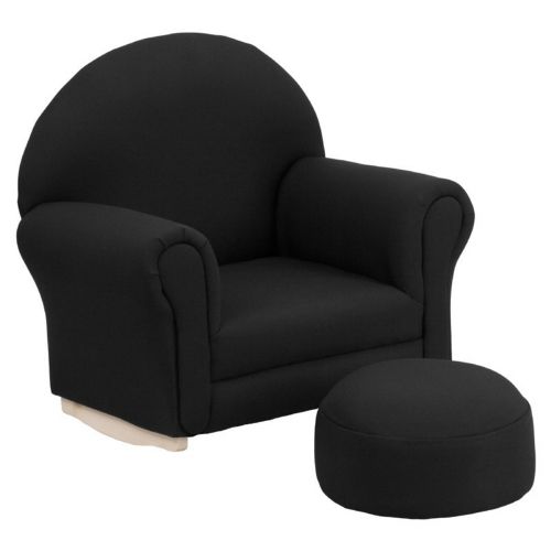 Black Fabric Kids Rocker Chair and Footrest SF-03-OTTO-BL-GG