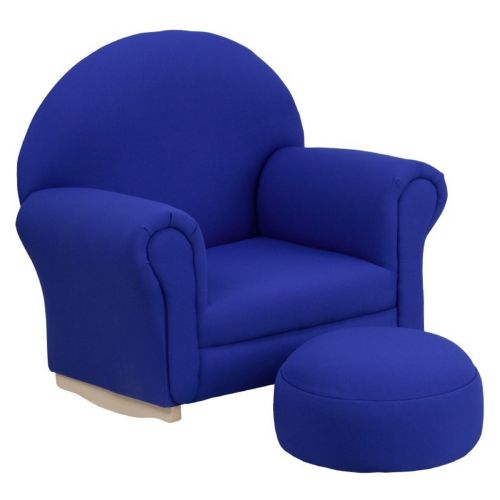 Blue Fabric Kids Rocker Chair and Footrest SF-03-OTTO-BLUE-GG