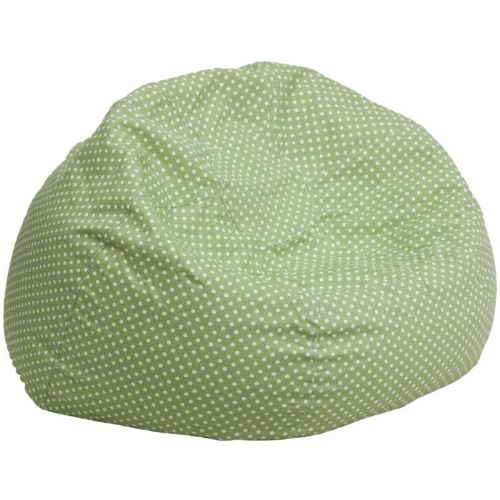 Large Kids Bean Bag Chair Green with White Dots DG-BEAN-LARGE-DOT-GRN-GG