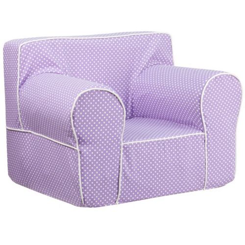 Lavender Kids Chair with White Dots & Piping DG-LGE-CH-KID-DOT-PUR-GG