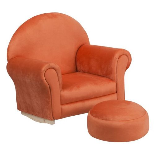 Orange Microfiber Kids Rocker Chair and Footrest SF-03-OTTO-MIC-OR-GG