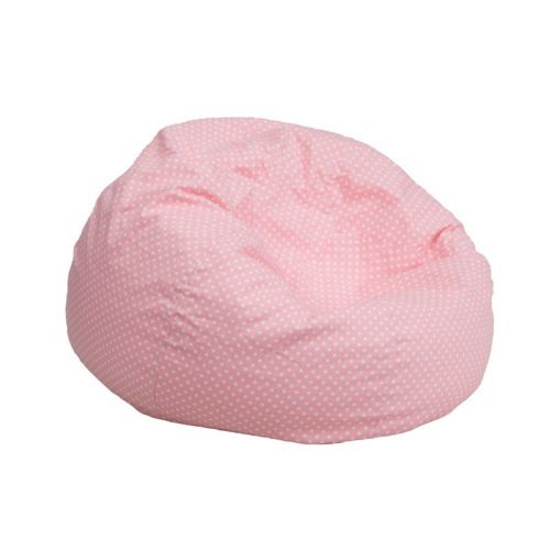 Small Kids Bean Bag Chair Pink with White Dots DG-BEAN-SMALL-SOLID-PK-GG