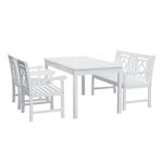 Bradley Diamond 4-Piece Wood Patio Rectangular Table Dining Set - White V1336SET28