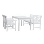 Bradley Diamond 4-Piece Wood Patio Rectangular Table Dining Set - White V1336SET30