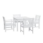 Bradley Diamond 5-Piece Wood Patio Stacking Table Dining Set - White V1841SET7