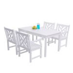 Bradley Modern Outdoor 5-Piece Wood Patio Dining Set - White V1336SET8