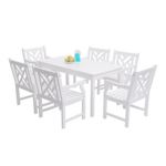 Bradley Modern Outdoor 7-Piece Wood Patio Dining Set - White V1336SET9