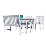 Bradley Slatted Outdoor 4-Piece Wood Patio Dining Set with 4-foot Bench - White V1337SET18