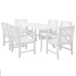 Bradley Traditional Outdoor 7-Piece Wood Patio Dining Set - White V1337SET15