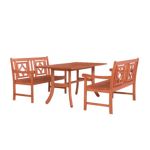 Malibu Outdoor 3-Piece Wood Patio Curvy Legs Table Dining Set V189SET43