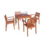 Malibu Outdoor 5-Piece Wood Patio Dining Set with Stacking Chairs V1104SET1