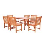 Malibu Outdoor 7-Piece Wood Patio Dining Set with Curvy Leg Table & Armless Chairs V189SET21