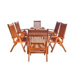 Malibu Outdoor 7-Piece Wood Patio Dining Set with Reclining Chairs V98SET21