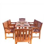 Malibu Outdoor 7-Piece Wood Patio Dining Set V187SET27