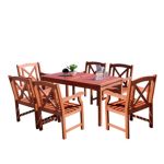Malibu Outdoor 7-Piece Wood Patio Dining Set V98SET49