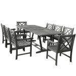Renaissance Outdoor 9-Piece Hand-scraped Wood Patio Dining Set with Extension Table V1294SET12