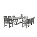 Renaissance Outdoor 9-Piece Hand-scraped Wood Patio Dining Set with Extension Table V1294SET14