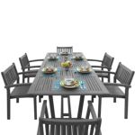 Renaissance Outdoor Patio Hand-scraped Wood 7-Piece Dining Set with Extension Table V1294SET23