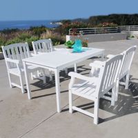 Bradley Classic 5-Piece Wood Patio Dining Set with Rectangle Table - White V1336SET6