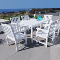 Bradley Classic 7-Piece Wood Outdoor Patio Dining Set with rectangle Table - White V1336SET7