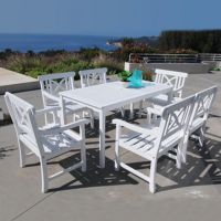 Bradley Contoured 7-Piece Wood Patio Dining Set with Rectangle Table - White V1336SET3