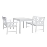 Bradley Diamond 3-Piece Wood Patio Rectangular Table Dining Set - White V1336SET32