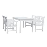 Bradley Diamond 4-Piece Wood Patio Rectangular Table Dining Set - White V1336SET30