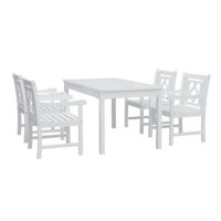 Bradley Diamond 5-Piece Wood Patio Rectangular Table Dining Set - White V1336SET26