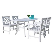 Bradley Traditional Outdoor 5-Piece Wood Patio Dining Set - White V1337SET14