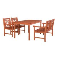 Malibu Outdoor 4-Piece Wood Patio Rectangular Table Dining Set V98SET66