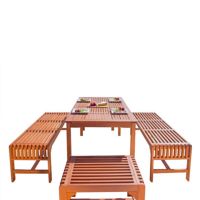 Malibu Outdoor 5-Piece Wood Patio Dining Set with Backless Bench and Chairs V98SET36