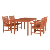 Malibu Outdoor 5-Piece Wood Patio Rectangular Table Dining Set V98SET71