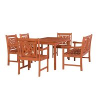 Malibu Outdoor 6-Piece Wood Patio Rectangular Table Dining Set V98SET74
