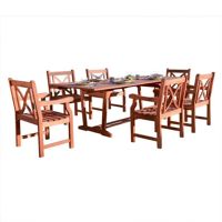 Malibu Outdoor 7-Piece Wood Patio Dining Set with Extension Table V232SET16