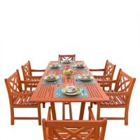 Malibu Outdoor 7-Piece Wood Patio Dining Set with Extension Table V232SET7