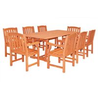 Malibu Outdoor 9-Piece Wood Patio Dining Set with Extension Table V232SET21