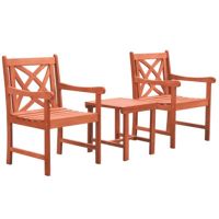Malibu Outdoor Patio 3-Piece Wood Comfort Set V1802SET6