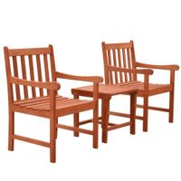 Malibu Outdoor Patio 3-Piece Wood Furniture Set V1802SET7