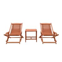 Malibu Wood Outdoor Patio 3-Piece Comfort Lounge Set V1802SET10